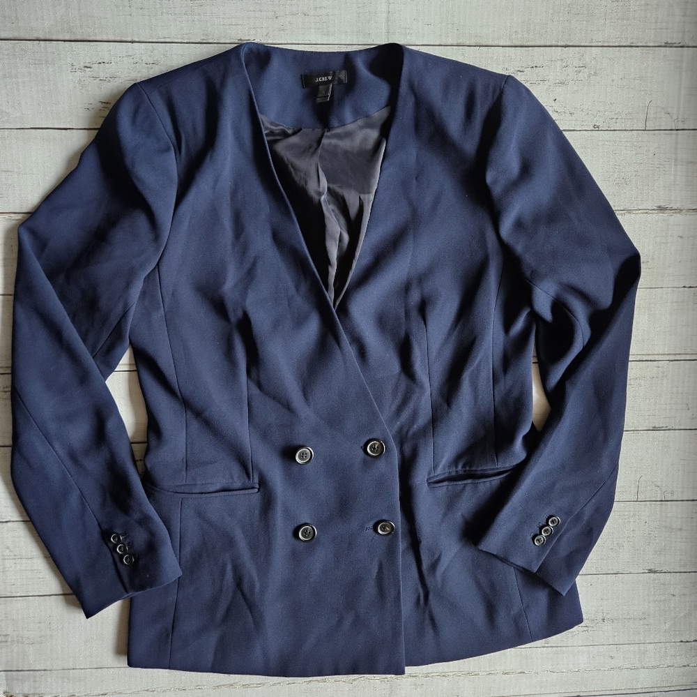 Navy J Crew Double Breasted Blazer Size 12